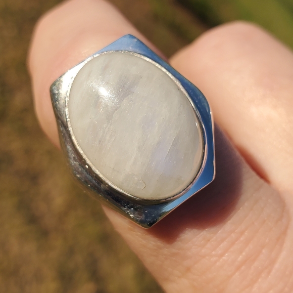 New Men's Rainbow Moonstone 925 Silver Ring. - Picture 14 of 16